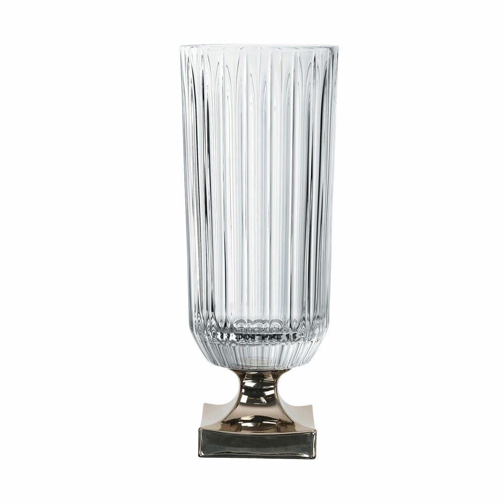 Nachtmann Vase Minerva Platinum on foot, crystal glass, clear / platinum, 40 cm, 104165