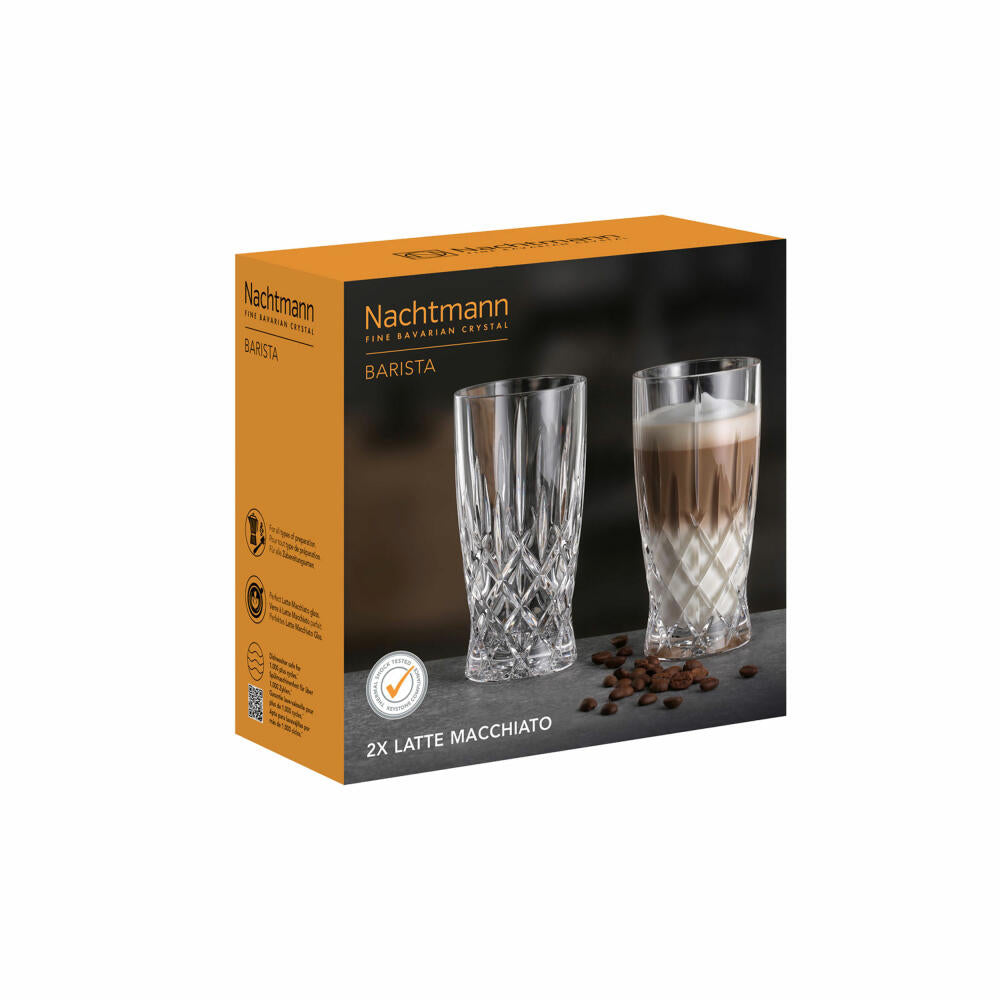 Nachtmann Latte Macchiato Glasses Set of 2 Noblesse Barista, Crystal Glass, Clear, 350 ml, 104893