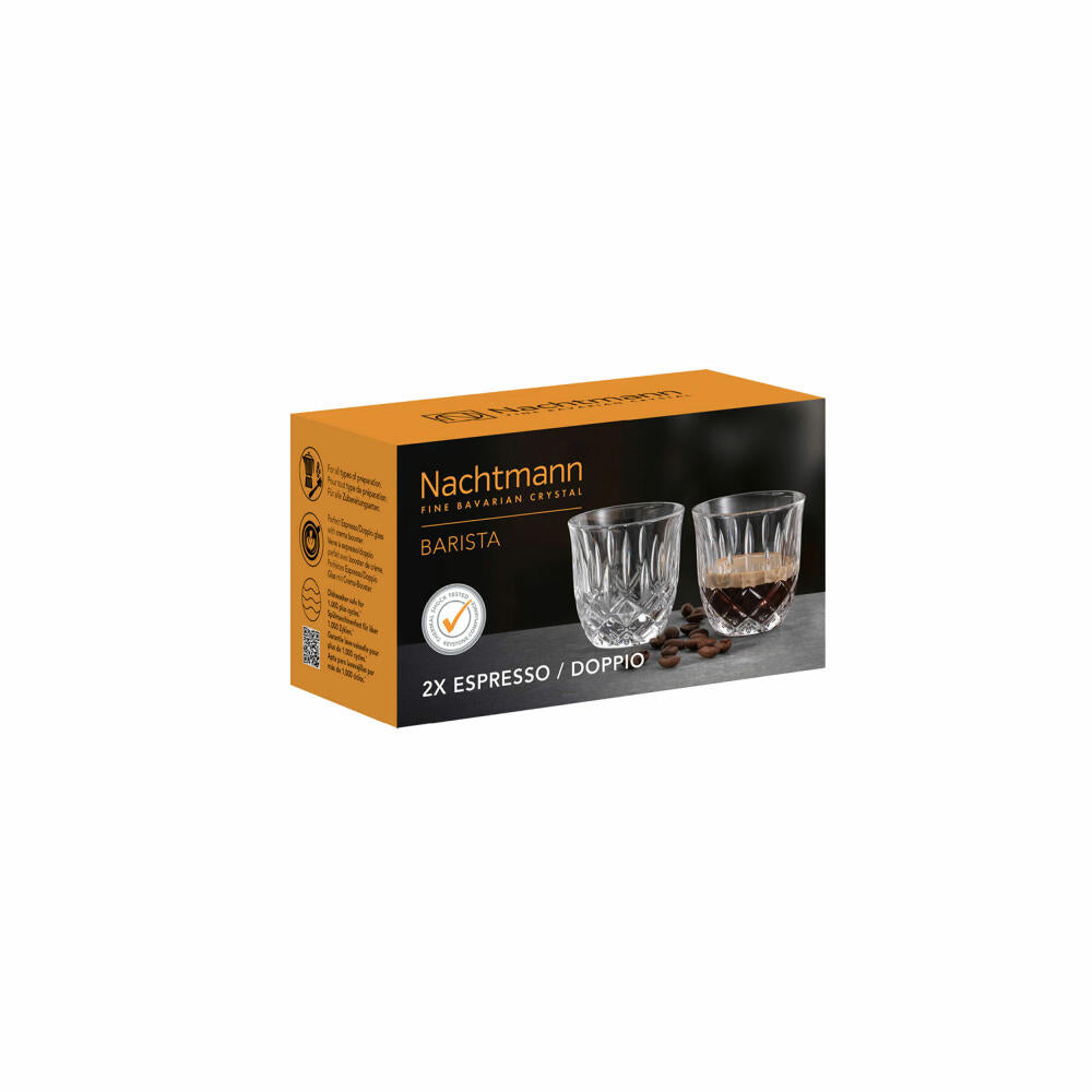Nachtmann Espresso/Doppio Glasses Set of 2 Noblesse Barista, Coffee Glasses, Crystal Glass, Clear, 90 ml, 104905