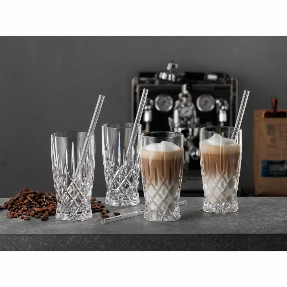 Nachtmann Latte Macchiato Set Noblesse 8-piece, 4 glasses + 4 glass drinking straws, crystal glass, 350 ml, 104671