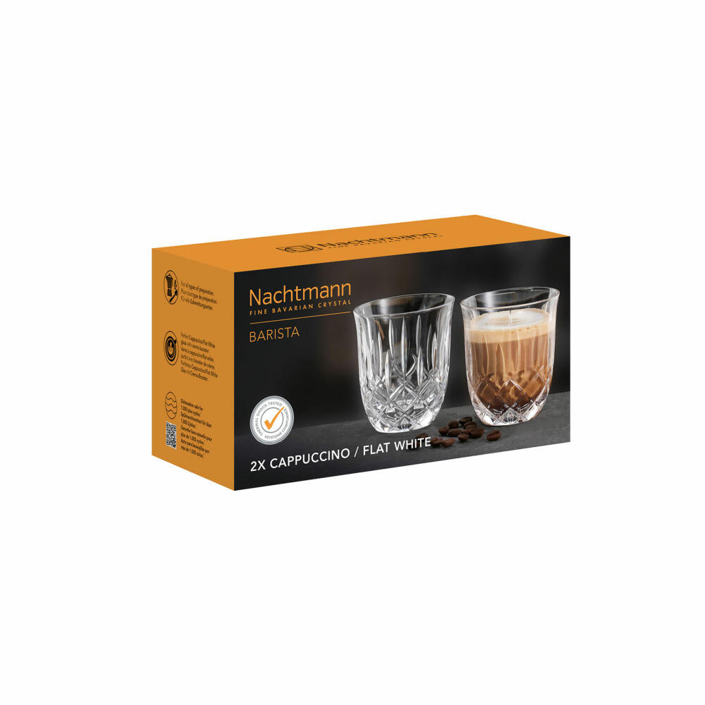 Nachtmann Cappuccino/Flat-White Glasses Set of 2 Noblesse Barista, Coffee Glasses, Crystal Glass, Clear, 235 ml, 104897