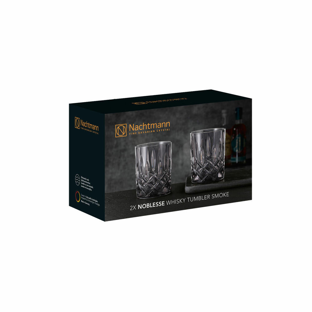 Nachtmann Whiskybecher 2er Set Noblesse, Whisky Tumbler, Kristallglas, Smoke, 295 ml, 104245