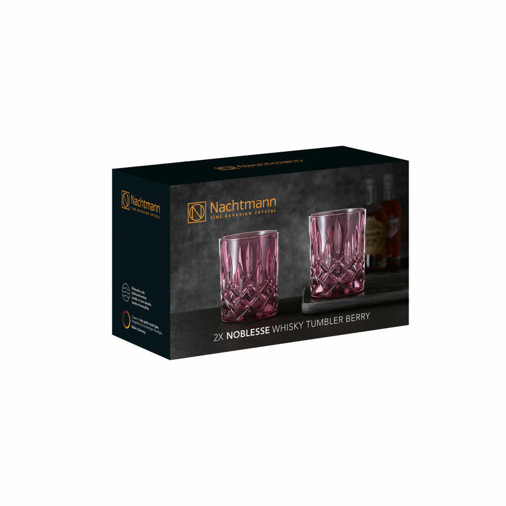 Nachtmann Whiskey Tumblers Set of 2 Noblesse, Whiskey Tumbler, Crystal Glass, Berry, 295 ml, 104244