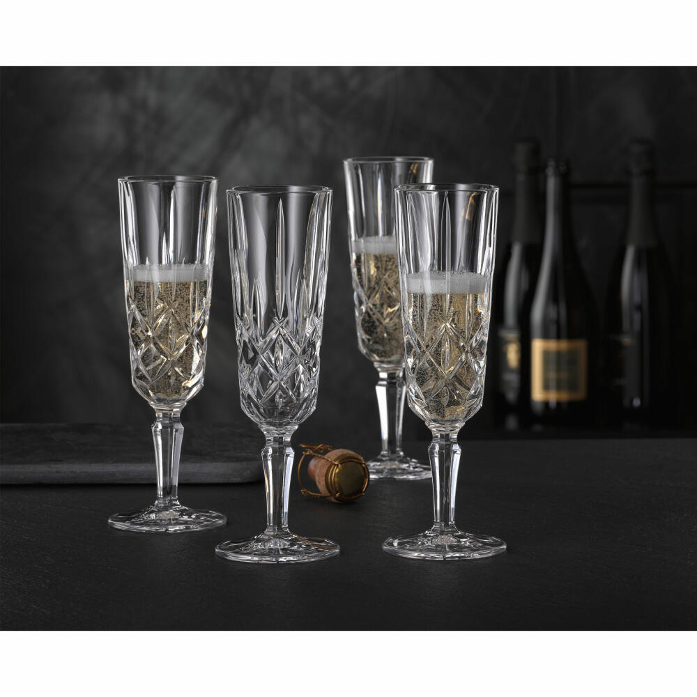 Nachtmann Noblesse champagne glasses set of 4, champagne glasses, crystal glass, clear, 151 ml, 104248