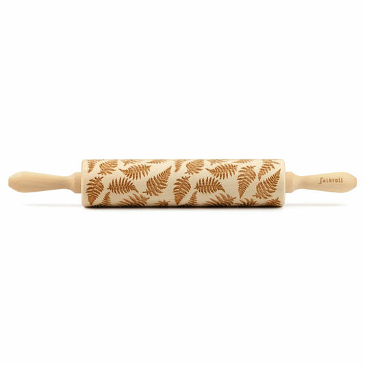 Folkroll rolling pin fern, large, 43 cm, rolling pin, embossing roll, pattern, motif, roll, beech wood, 337042