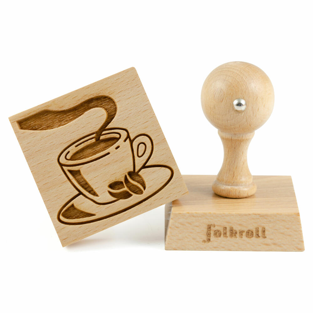 Folkroll motif cookie stamp coffee cup, 55x55 mm, cookie stamp, baking stamp, biscuit, stamp, beech wood, 892738