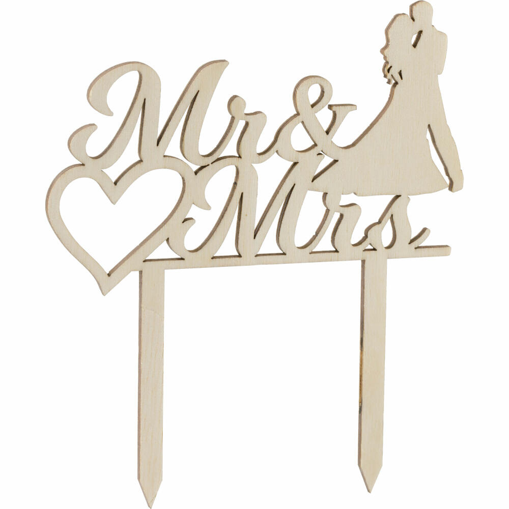 Folkroll cake topper with lettering Mr &amp; Mrs, cake topper, cake decoration, birch plywood, 339800