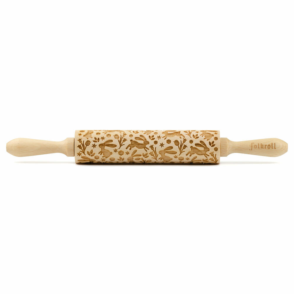 Folkroll motif rolling pin Easter mix, medium, 37 cm, rolling pin, embossing roller, pattern, roll, beech wood, 892554