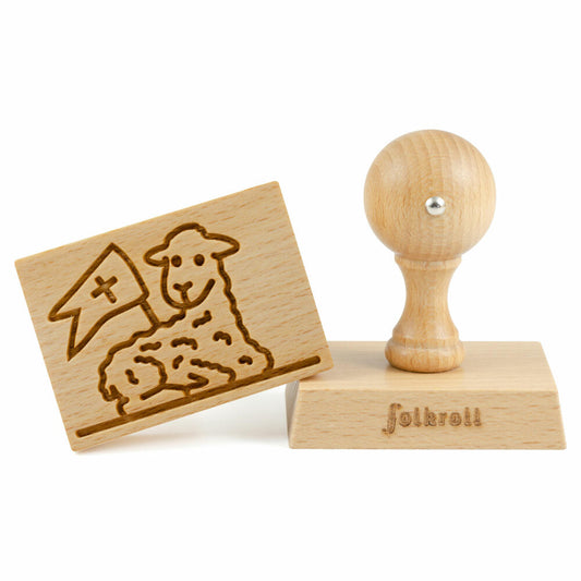 Folkroll motif cookie stamp Easter lamb, 70x50 mm, cookie stamp, baking stamp, biscuit, stamp, beech wood, 892660