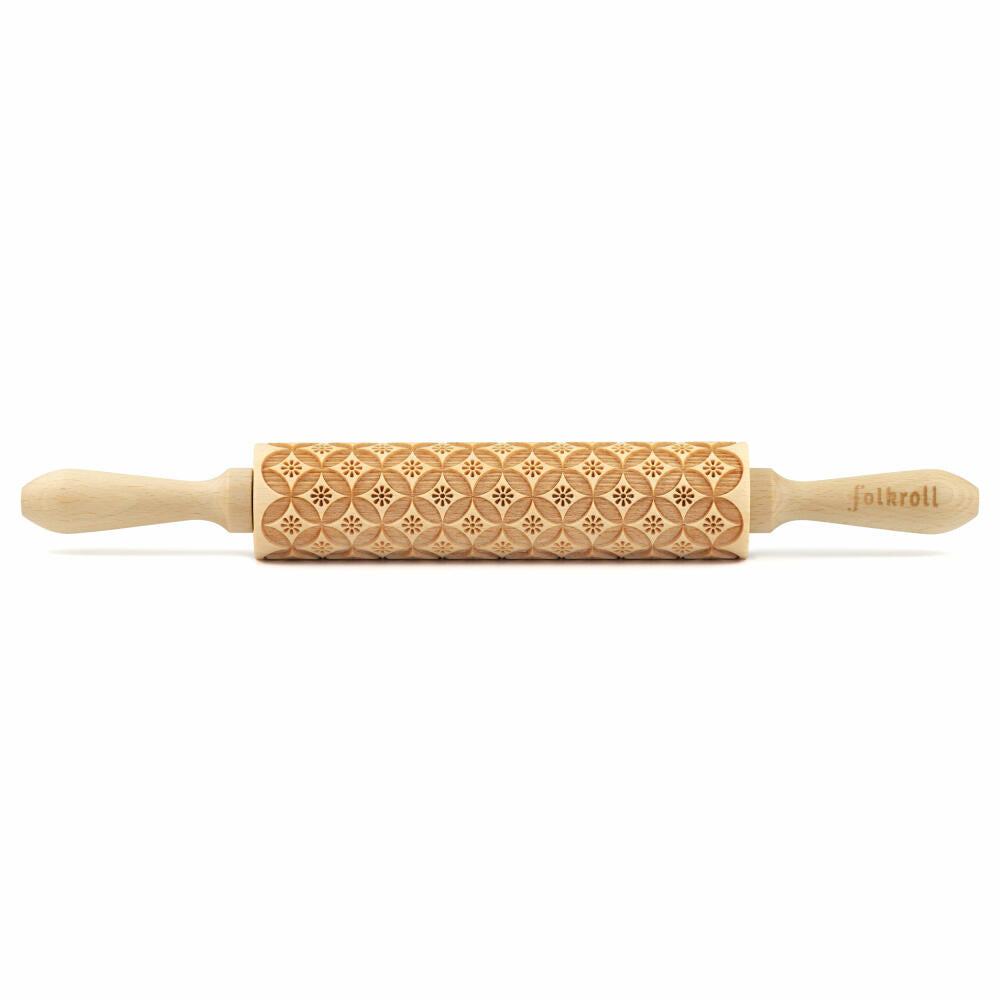 Folkroll motif rolling pin China pattern, medium, 37 cm, rolling pin, embossing roller, pattern, roll, beech wood, 892837