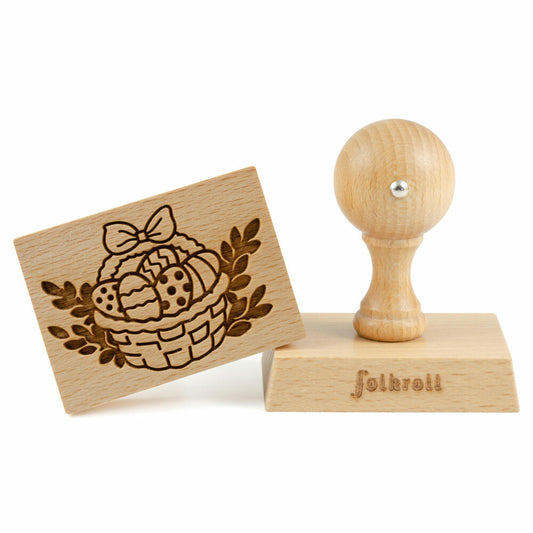 Folkroll motif cookie stamp Easter basket, 70x50 mm, cookie stamp, baking stamp, biscuit, stamp, beech wood, 892714