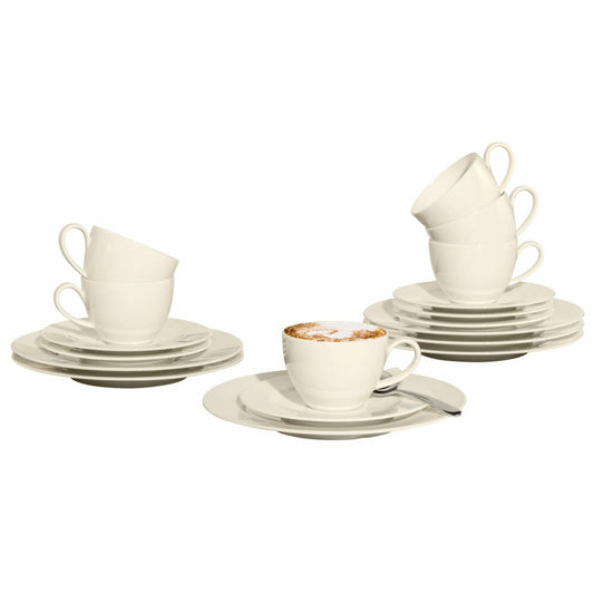 Seltmann Weiden Zoé Fine Diamond Kaffeeservice, 18-tlg., Kaffee Service, Geschirrset, Porzellan, Creme Uni, 001.746277