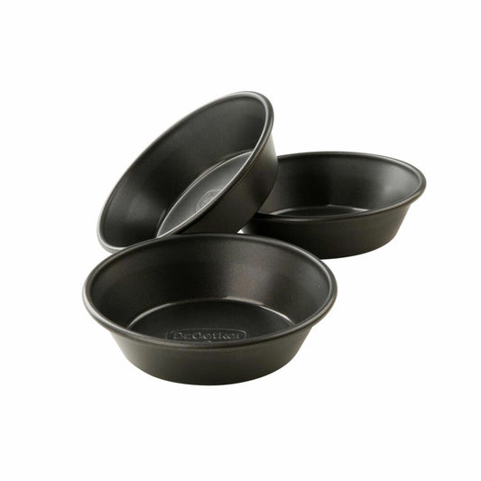 Dr. Oetker Kitchen Tools Classic Kuchen/-Pizzablech, 3er Set, Kuchen Blech, Backzubehör, Backblech, Stahlblech Antihaft-Beschichtet, Schwarz, Ø 10 cm, 1510