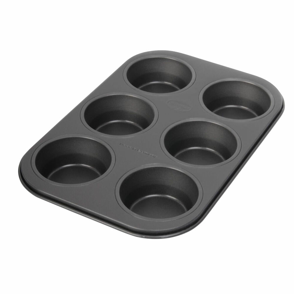 Dr. Oetker Tradition Muffinform für 6 Cups, Muffin Form, Backform, Kuchenform, Stahlblech Antihaft-Beschichtet, Schwarz, 19 cm, 1483