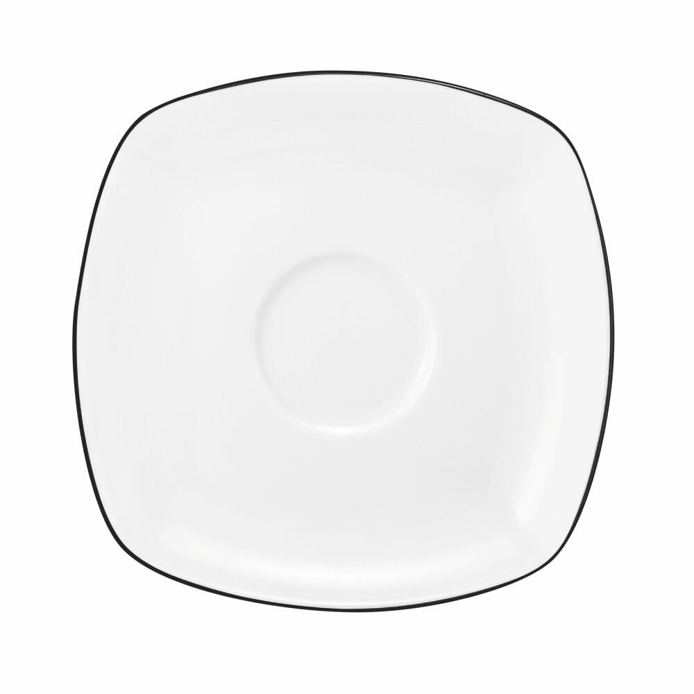 Seltmann Weiden Lido combination saucer square, underplate, porcelain, Black Line, 14.6 cm, 001.750527