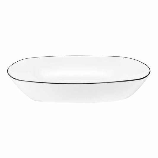 Seltmann Weiden Lido soup plate square, plate, dinner plate, porcelain, Black Line, 21 cm, 001.750529