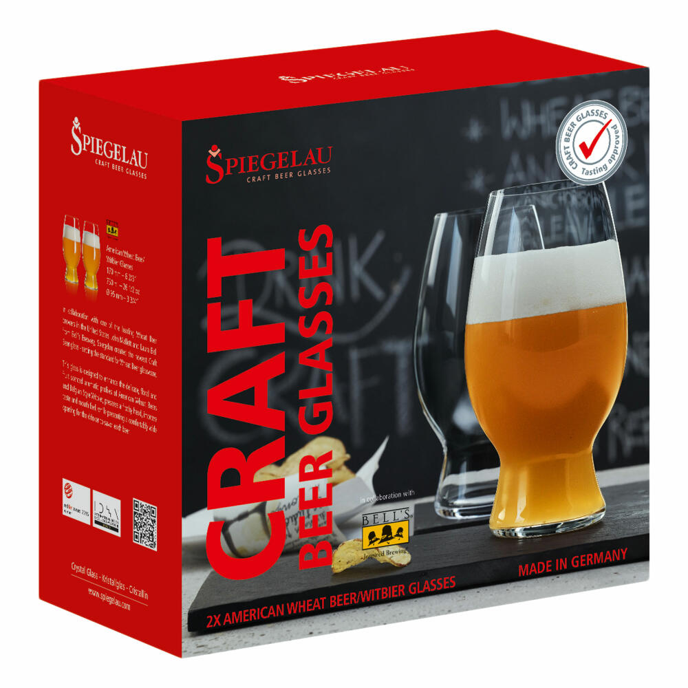 Spiegelau Craft Beer Glasses Witbier Glass, set of 2, beer glass, craft beer glass, drinking glass, crystal glass, 750 ml, 4992663