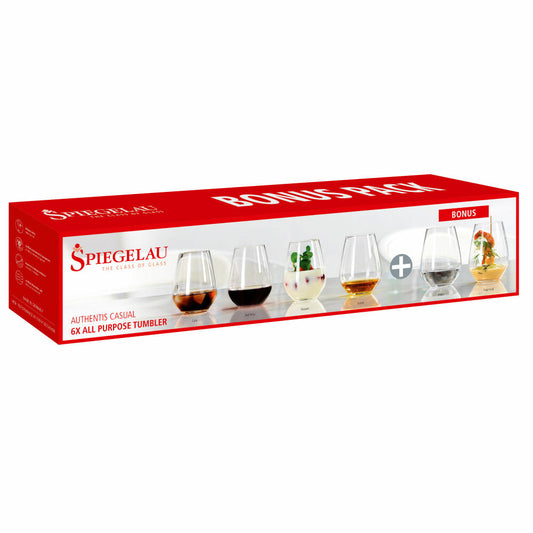 Spiegelau Authentis Casual All Purpose Tumbler, 6er Set, Whiskybecher, Whiskyglas, Whiskey, Glas, Kristallglas, 460 ml, 4800191