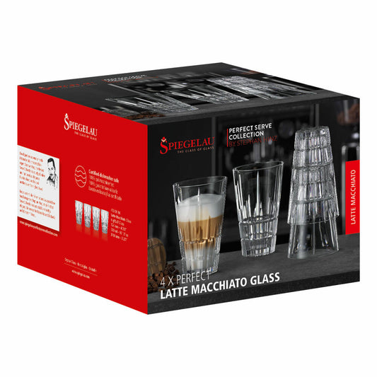 Spiegelau Perfect Serve Collection Perfect Latte Macchiato / Highball Glass, 4er Set, Macchiatoglas, Kaffeeglas, Trinkglas, Kristallglas, 300 ml, 4500194