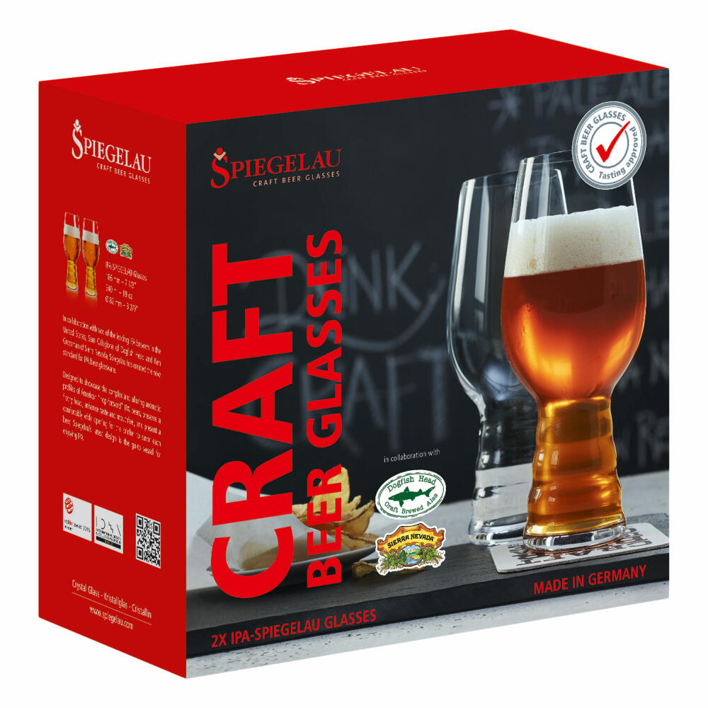 Spiegelau Craft Beer Glasses IPA glass, set of 2, beer glass, craft beer glass, drinking glass, crystal glass, 540 ml, 4992662