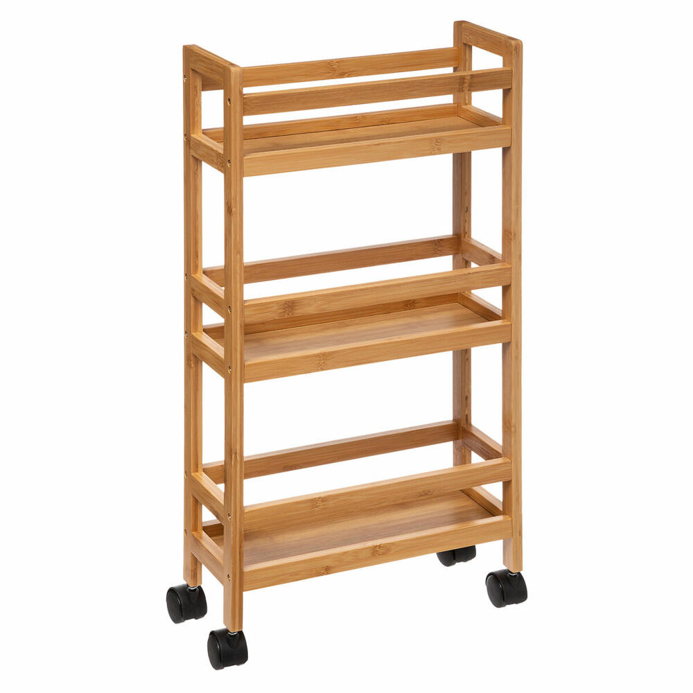 5five Simply Smart rolling trolley shelf with 3 levels, serving trolley, trolley, bamboo, brown, 74.5 cm, 174521