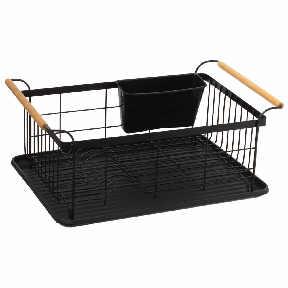 5five Simply Smart Blackwood Dish Drainer with Draining Mat, Drying Rack, Metal, Plastic, Black, 167790