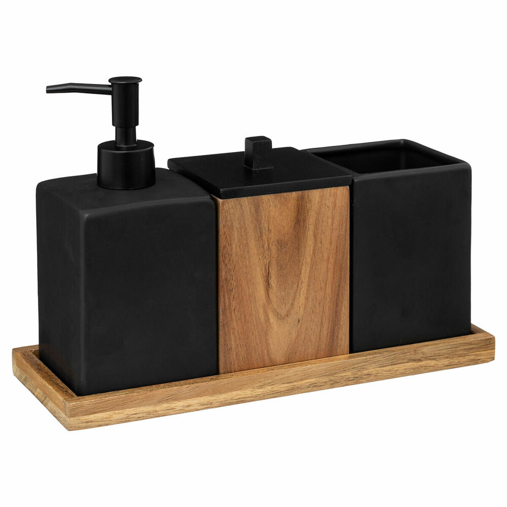 5 Five Simply Smart bathroom organizer with soap dispenser, cosmetic box, toothbrush cup, wood, ceramic, 174839