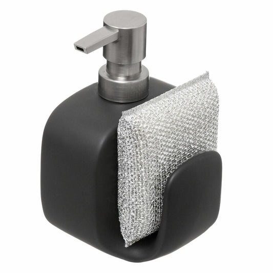 5five Simply Smart soap dispenser with dishwashing sponge, stoneware, plastic, black, 400 ml, 167782