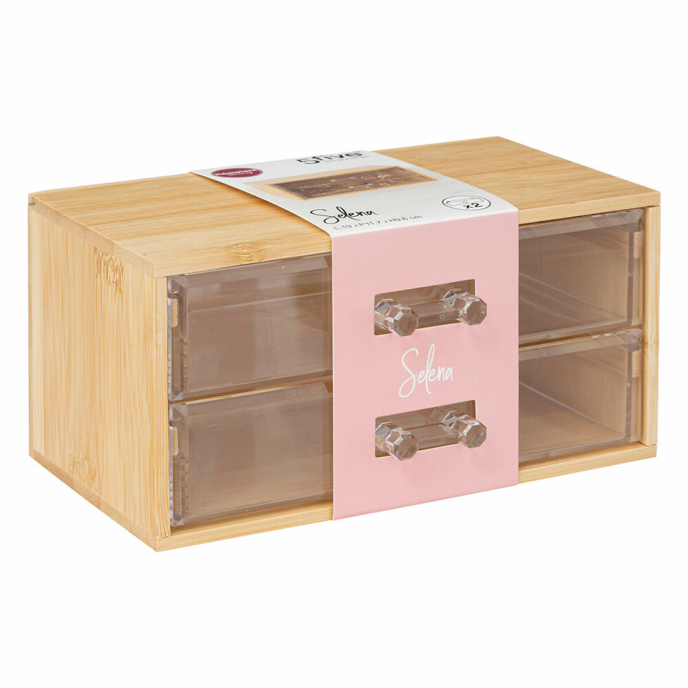 5five Simply Smart jewelry box Selena with 2 drawers, jewelry storage, bamboo, plastic, 19 x 11.7 x 9.6 cm, 174805