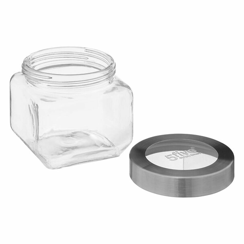 5five Simply Smart Einmachglas Miro, Vorratsglas, Glas, Stahl, Acryl, Transparent, 800 ml, 189561