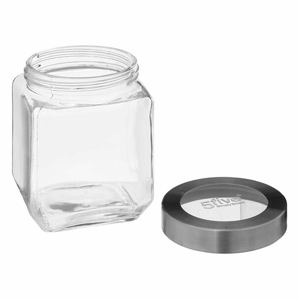 5five Simply Smart Einmachglas Miro, Vorratsglas, Glas, Stahl, Acryl, Transparent, 1.2 L, 189562