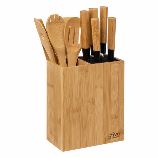 5five Simply Smart Kitchen Organizer with Accessories 11-piece, Knife Block with 5 Knives, Bamboo, Steel, 189690