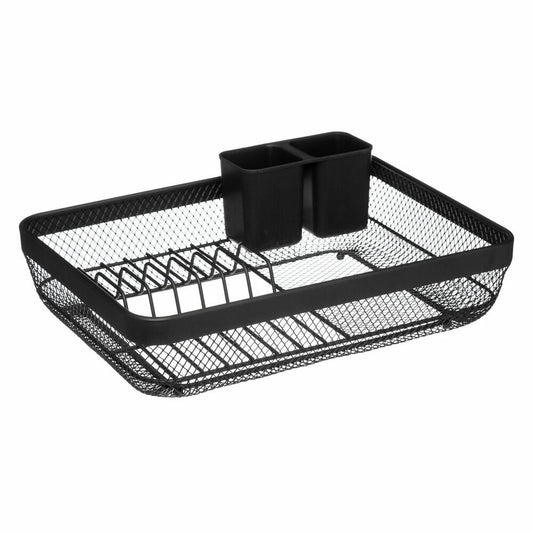 5five Simply Smart Geschirrtrockenständer mit Abtropfmatte Mayaj, Metall, Kunststoff, Schwarz, 43 x 32 cm, 169225