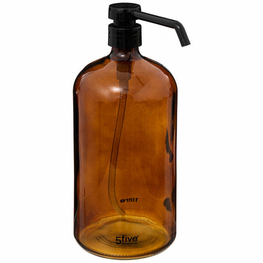 5five Simply Smart Pump Soap Dispenser, Dosing Dispenser, Glass, Plastic, Brown, 1 Liter, 174797B