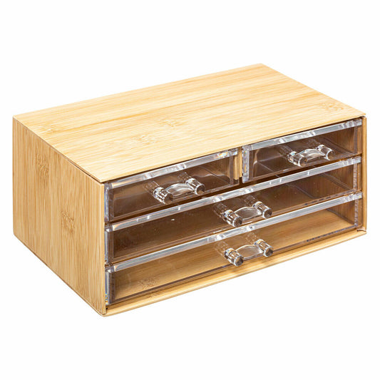 5five Simply Smart Schmuckbox Selena mit 4 Schubladen, Schmuckaufbewahrung, Bambus, Kunststoff, 23 x 15 x 10 cm, 174660