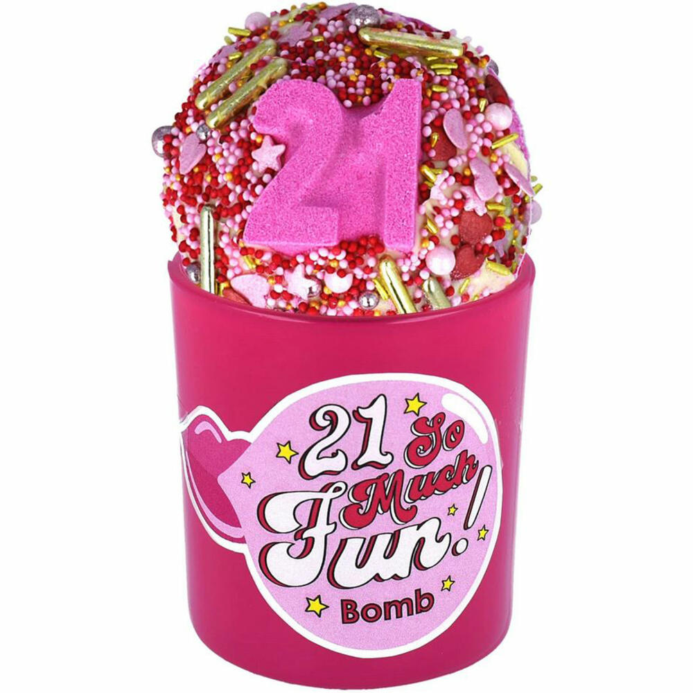 Bomb Cosmetics Kerze mit Badekugel Glow Up 21 So Much Fun, Duftkerze, Badebombe, Pink, PTWEFUN04