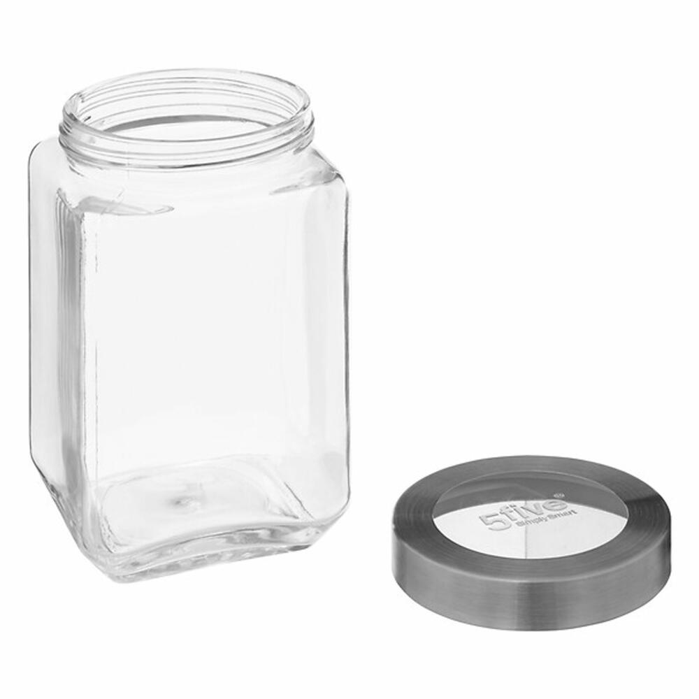 5five Simply Smart Einmachglas Miro, Vorratsglas, Glas, Stahl, Acryl, Transparent, 1.6 L, 189563