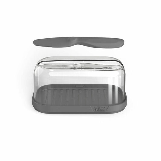 5five Simply Smart Butterdose Fresh Eat mit Streichmesser, Butterschale, Kunststoff, Grau, 15.7 x 10 cm, 179677