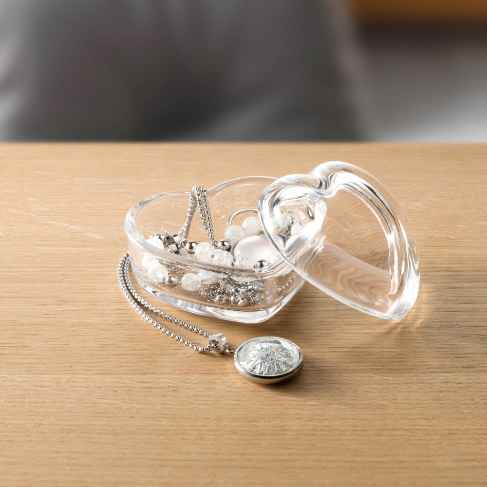 Leonardo Heart Herzdose mit Deckel, Herz Dose, Herzform, Dekoration, Aufbewahrung, Geschenk, Glas, Klar, 8.4 cm, 020801