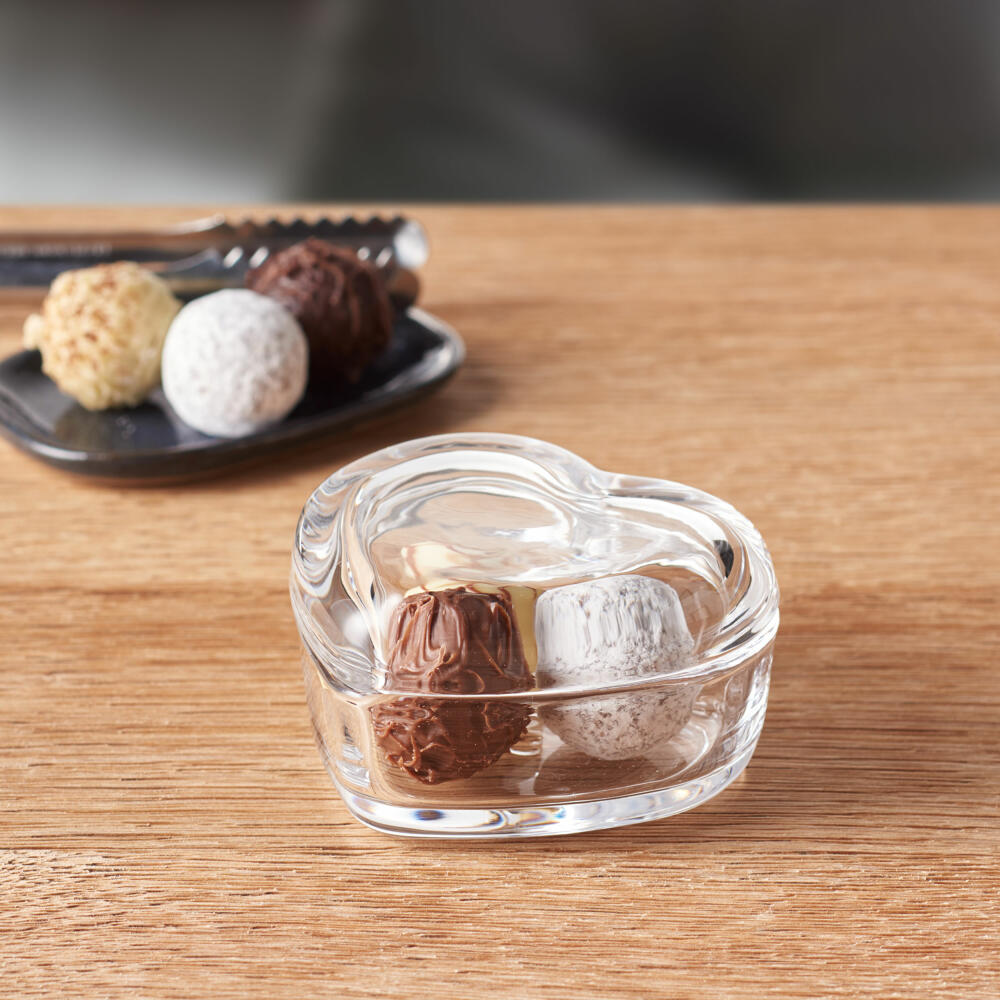 Leonardo Heart Herzdose mit Deckel, Herz Dose, Herzform, Dekoration, Aufbewahrung, Geschenk, Glas, Klar, 8.4 cm, 020801