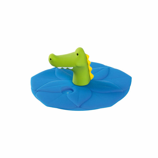 Leonardo lid BAMBINI crocodile, cup lid, drinking lid, silicone, blue, 9.2 cm, 018725