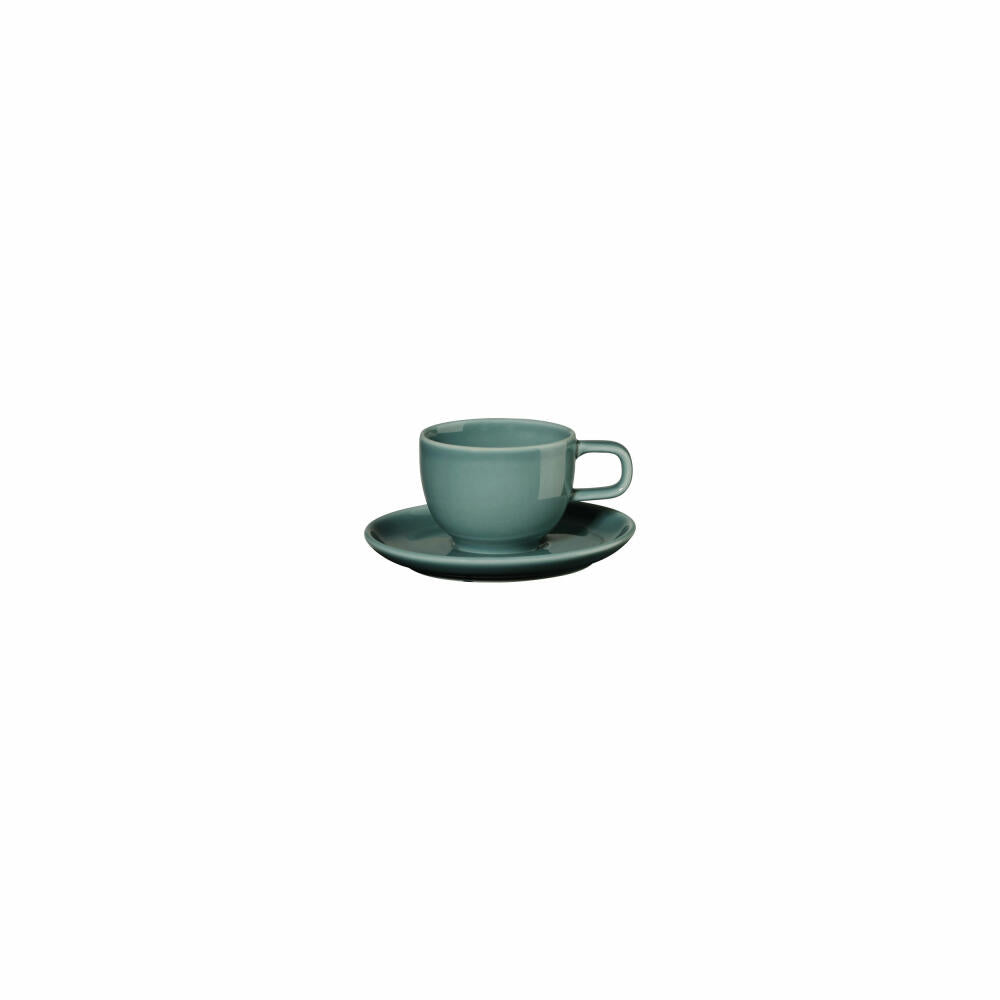 ASA Selection kolibri petrol Espressotasse mit Unterer, Espresso Tasse, Kaffeetasse, Untertasse, Porzellan, Türkis, 60 ml, 25212250