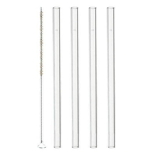 Leonardo glass drinking straws CIAO set of 4 with cleaning brush, drinking straws, straws, material mix, clear, 15 cm, 020937