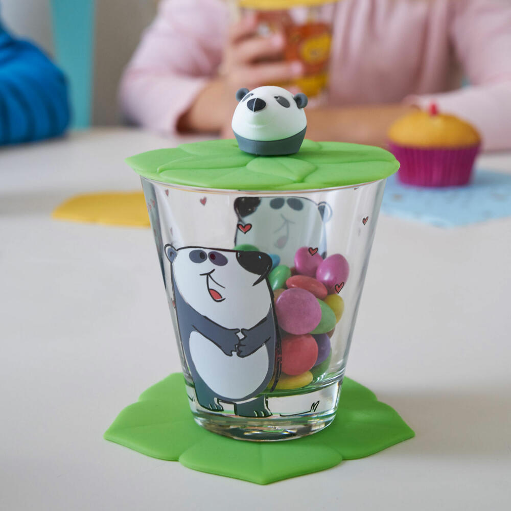 Leonardo Lid BAMBINI Panda, Cup Lid, Drinking Lid, Silicone, Green, 9.2 cm, 018728