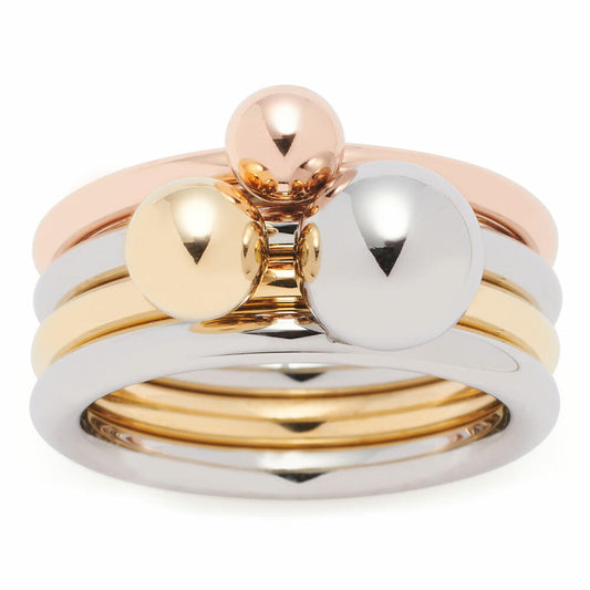 Leonardo Jewels Ring Sfera set of 3, finger rings, fashion jewelry, size 17, stainless steel IP gold / rose gold, 019648