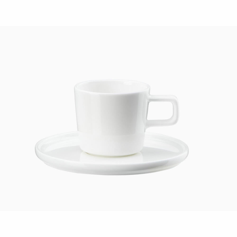 ASA Selection oco Kaffeetasse mit Unterteller, Kaffeebecher, Teetasse, Kaffee Tasse, Tee, Fine Bone China, Weiß, 2029013