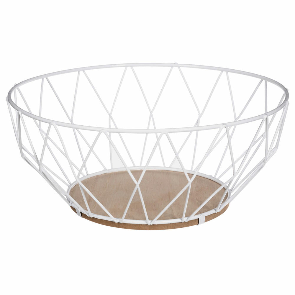 5five Simply Smart storage basket Losange, fruit basket, decorative basket, metal, MDF, white, 28 cm, 150039B