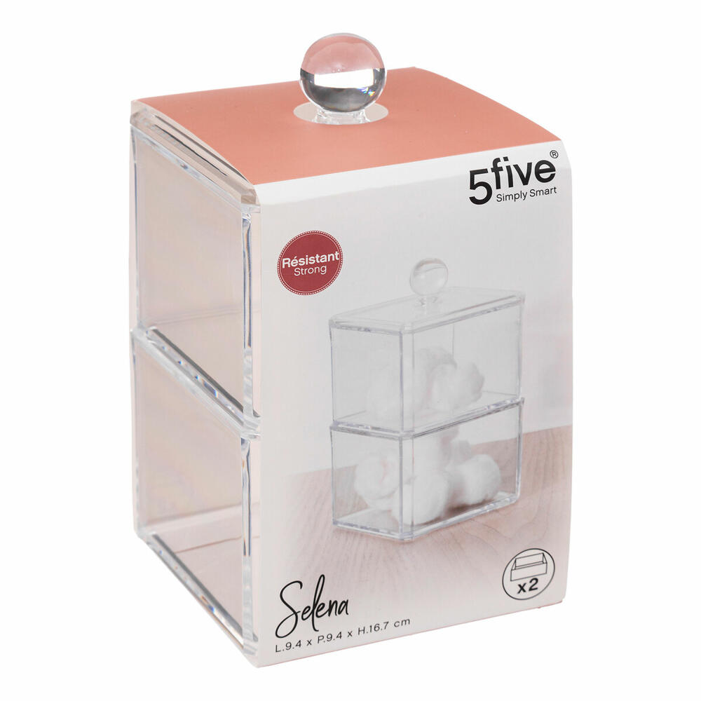 5five Simply Smart cosmetic storage container Selena 2-piece, plastic, 9.4 x 9.4 x 16.7 cm, 155906