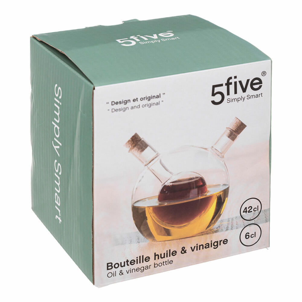 5Five Simply Smart Essig- und Ölkaraffe Kugel, Essigspender, Glas, 600 + 420 ml, 150029