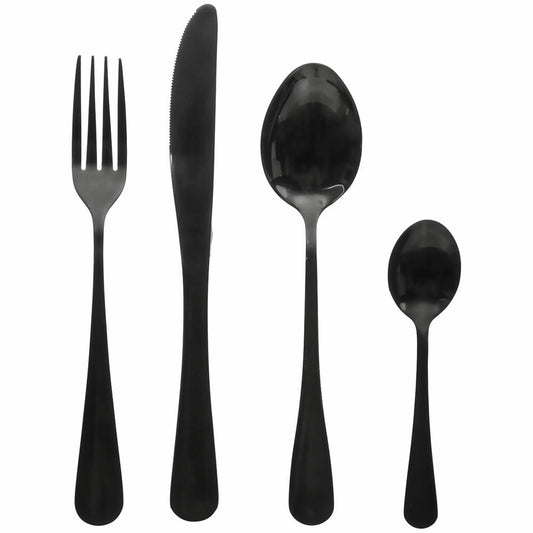 SG Secret de Gourmet Besteck-Set Shadow 16-tlg., Essbesteck für 4 Personen, Edelstahl, Schwarz, 154001